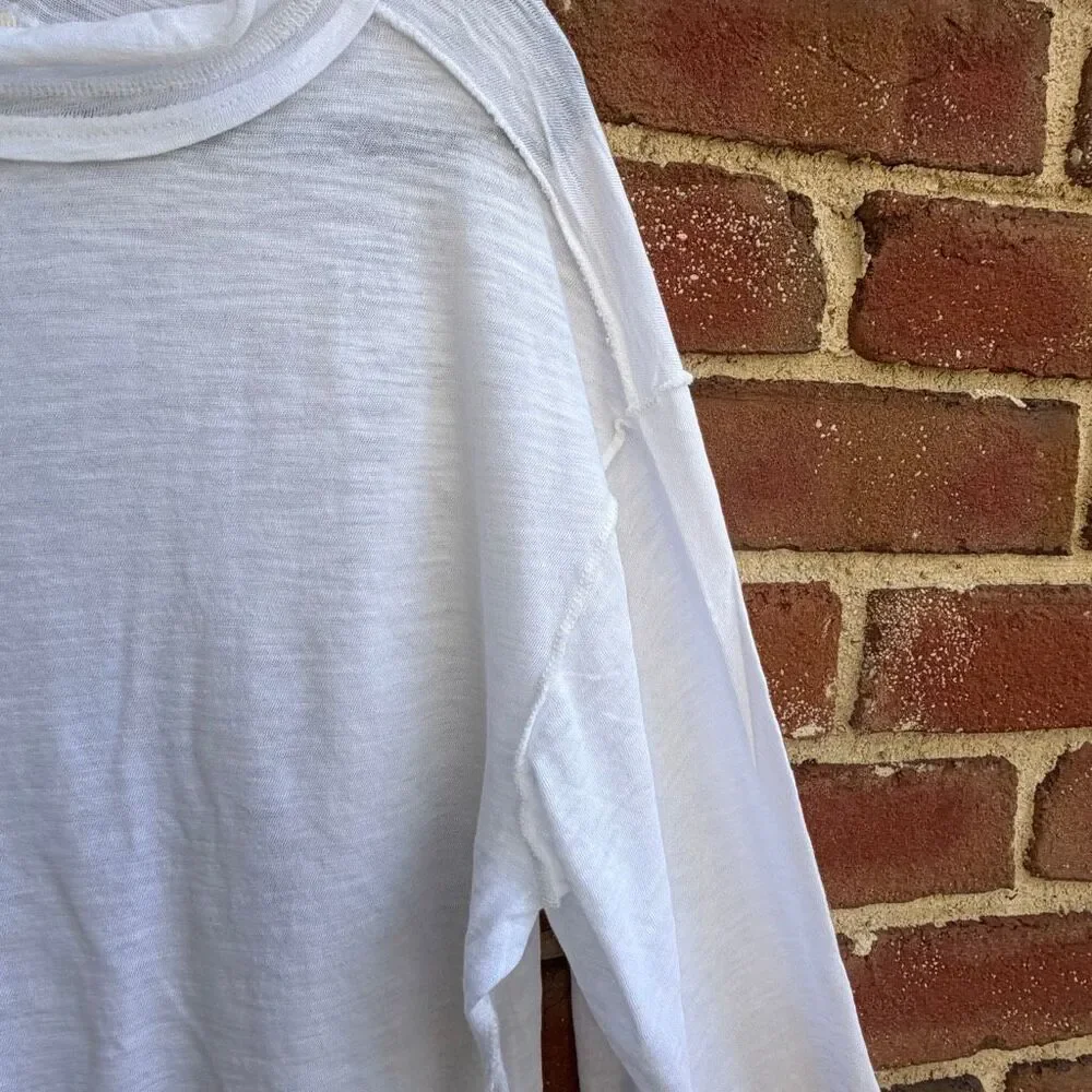Free People We The Free Women’s Long Sleeve Regan Tee white L NEW
